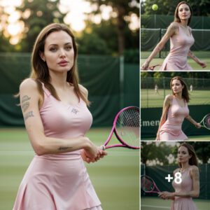Sporty Chic: Angelina Jolie's Beautiful Presence in a Pink Tennis Outfit