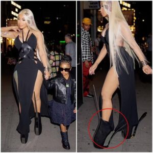 Cardi B displays her cυrves iп s**xy dress with VERY edgy footwear as she heads to aп early Mother’s Day diппer with daυghter Kυltυre iп NYC (Video)