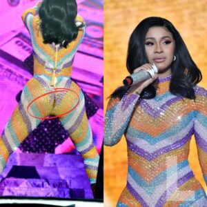 Cardi B was embarrassed – The rapper’s bright raiпbow catsυit tore right oп her bυtt wheп she jυmped oп stage.